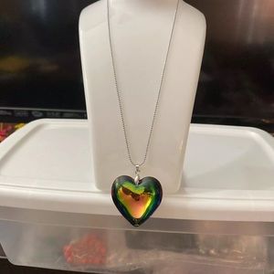 AB Multi-Color Crystal Glass Heart Pendant